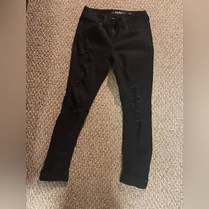 black distressed jeans